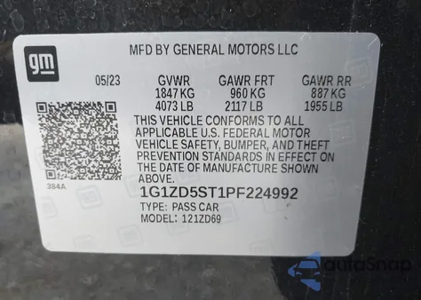 2023 Chevrolet Malibu Fwd 1Lt from USA, damaged, VIN 1G1ZD5ST1PF224992